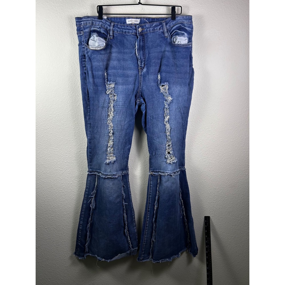 Almost Famous Women's Distressed Bell Bottom Flare Jeans‎ Y2K